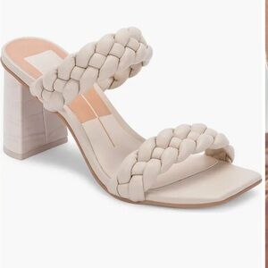 Dolce Vita Paily Braided Sandal. Elegant Cream Block Heel Sandals